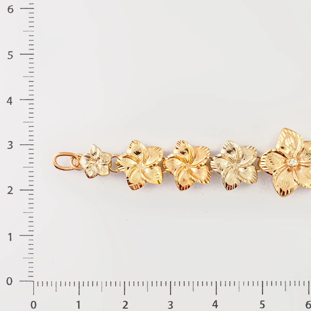 Браслет с фианитом из красного золота 585 пробы