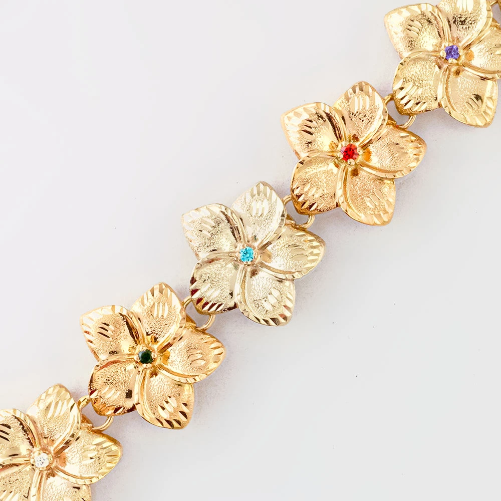 Браслет с фианитом из красного золота 585 пробы