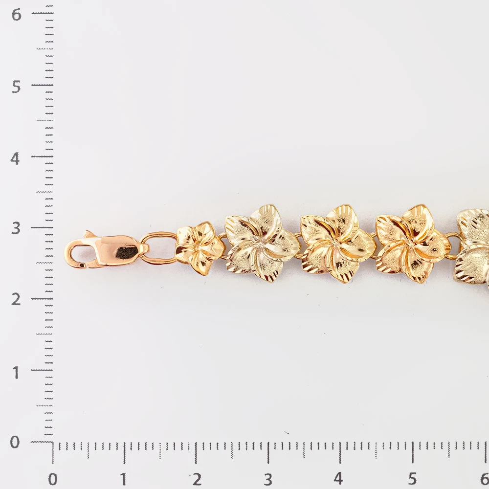 Браслет с фианитом из красного золота 585 пробы