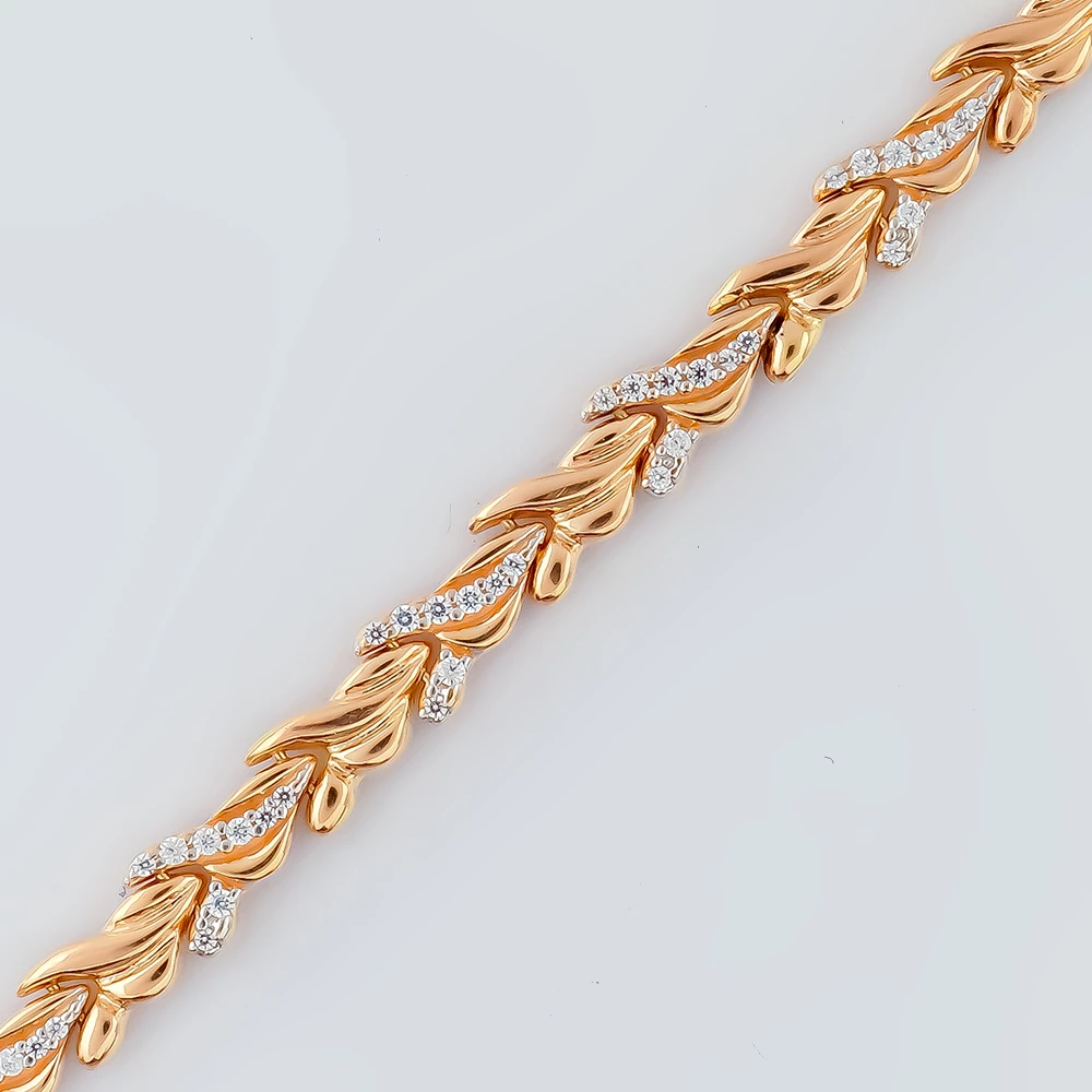 Браслет с фианитом из красного золота 585 пробы