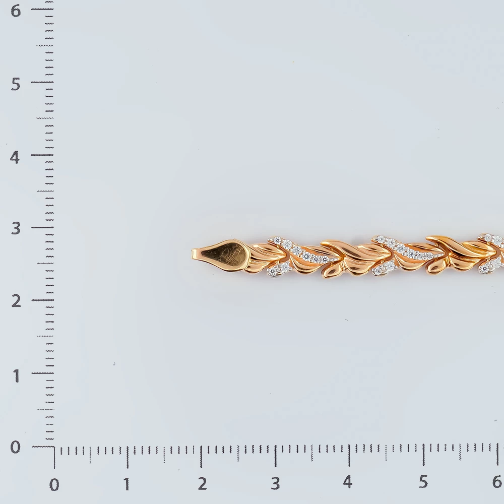 Браслет с фианитом из красного золота 585 пробы