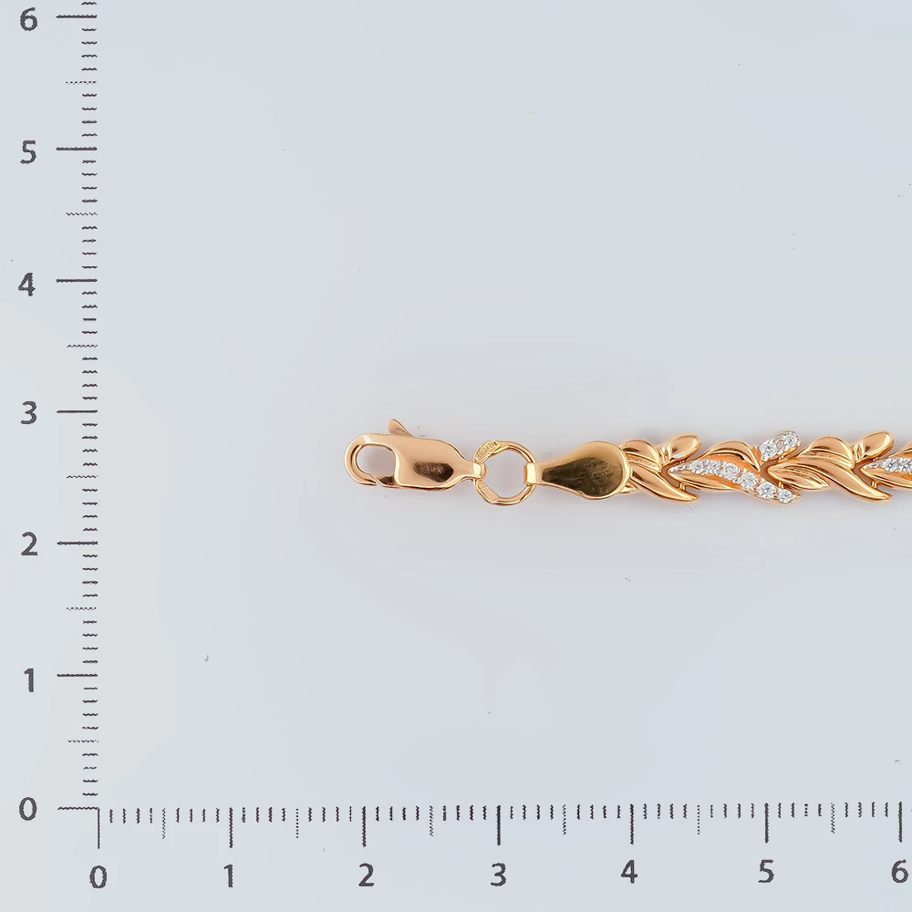 Браслет с фианитом из красного золота 585 пробы