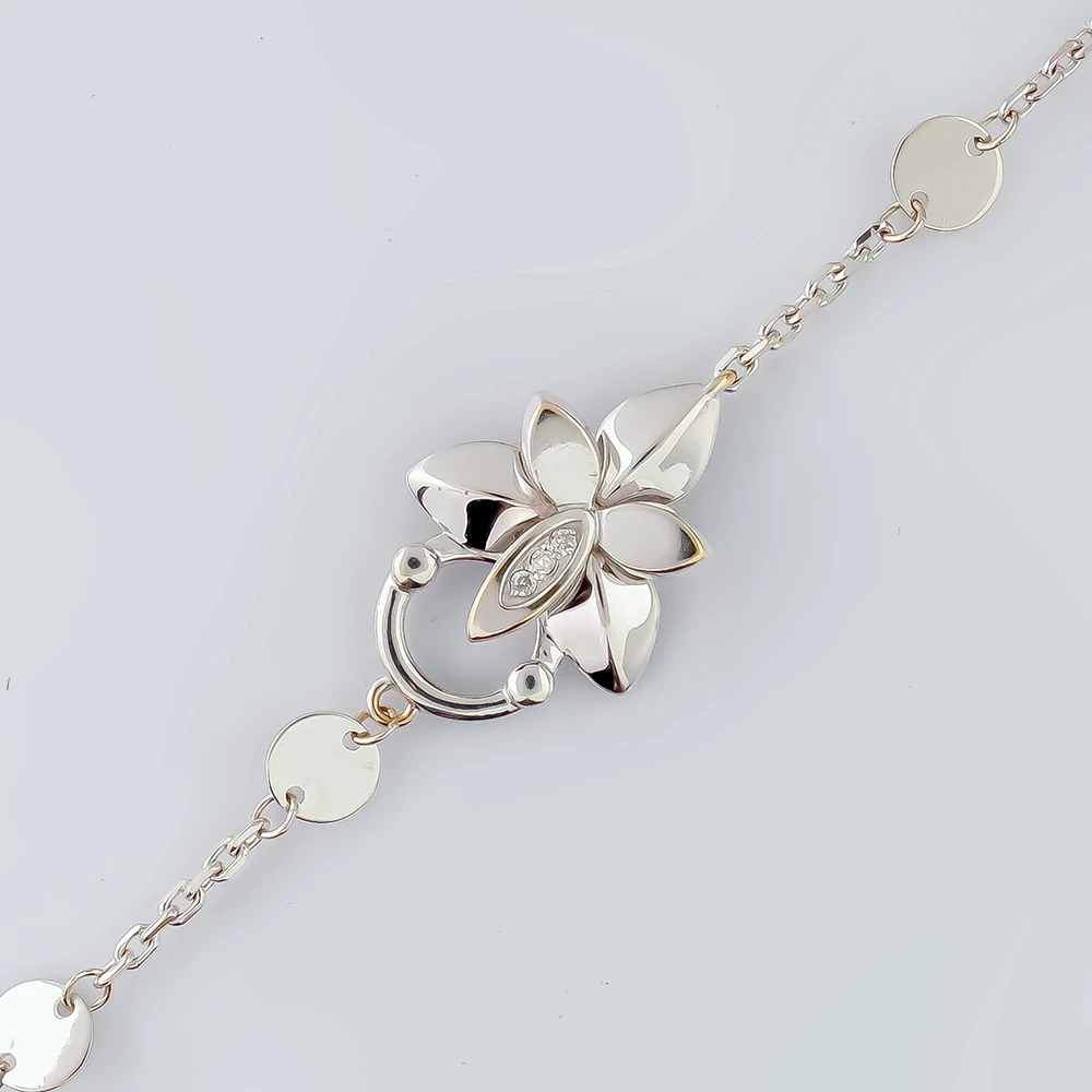 Браслет с бриллиантом из белого золота 585 пробы