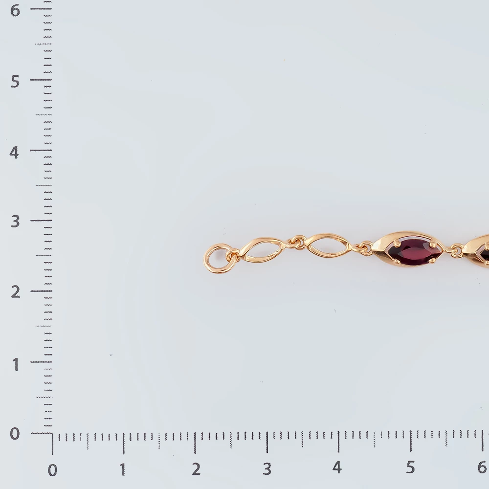 Браслет с гранатом из красного золота 585 пробы