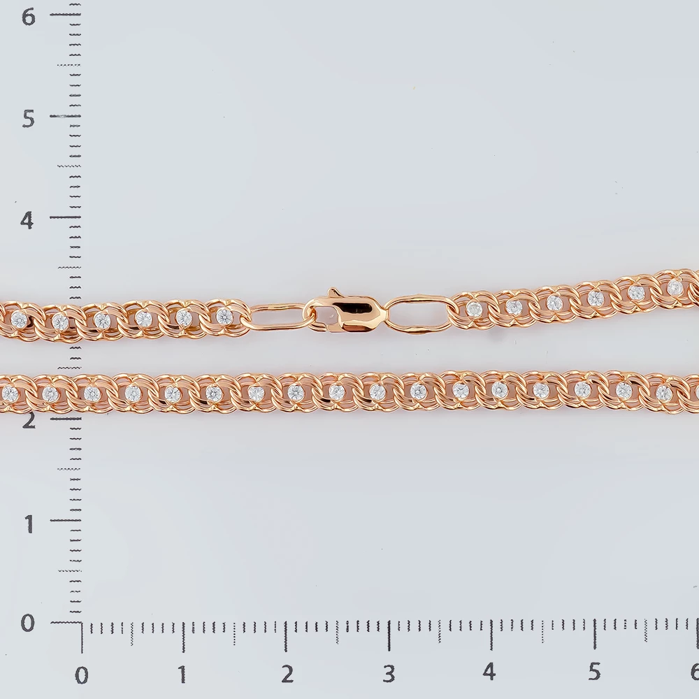 Браслет с фианитом из красного золота 585 пробы