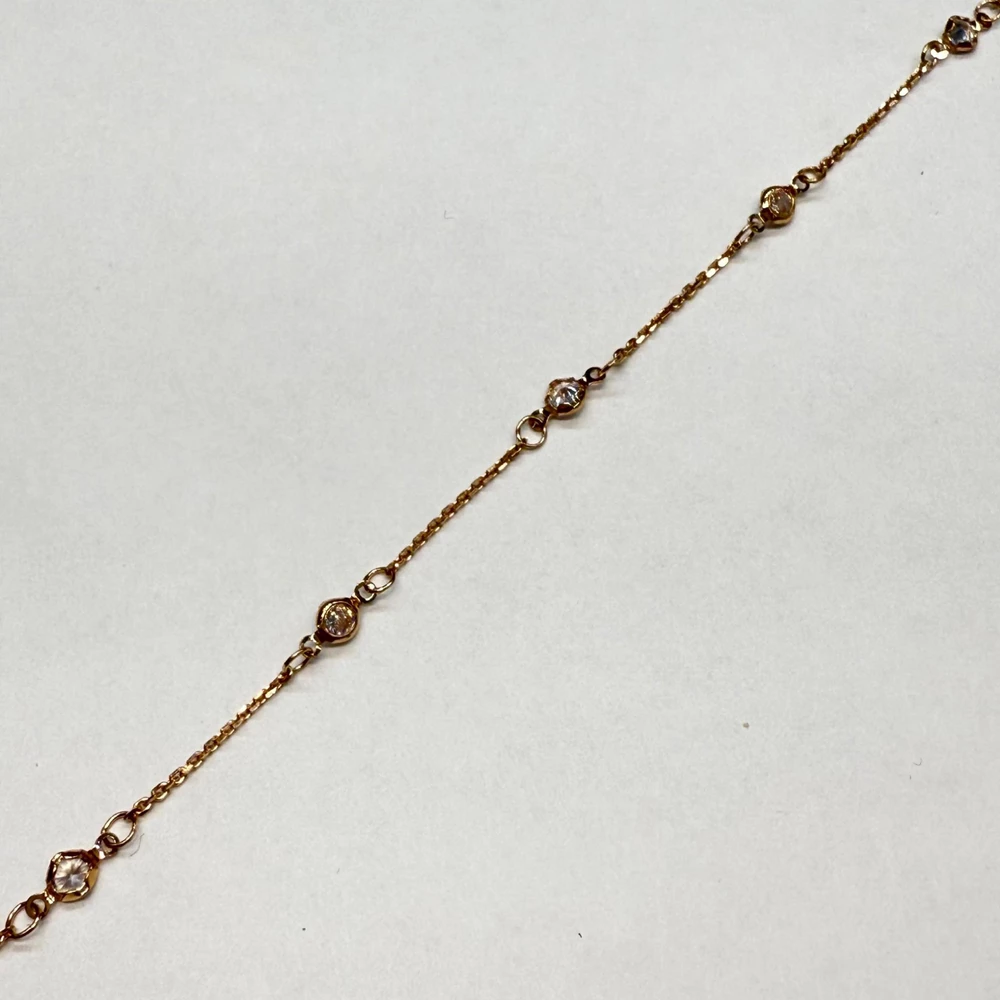 Браслет с фианитом из красного золота 585 пробы