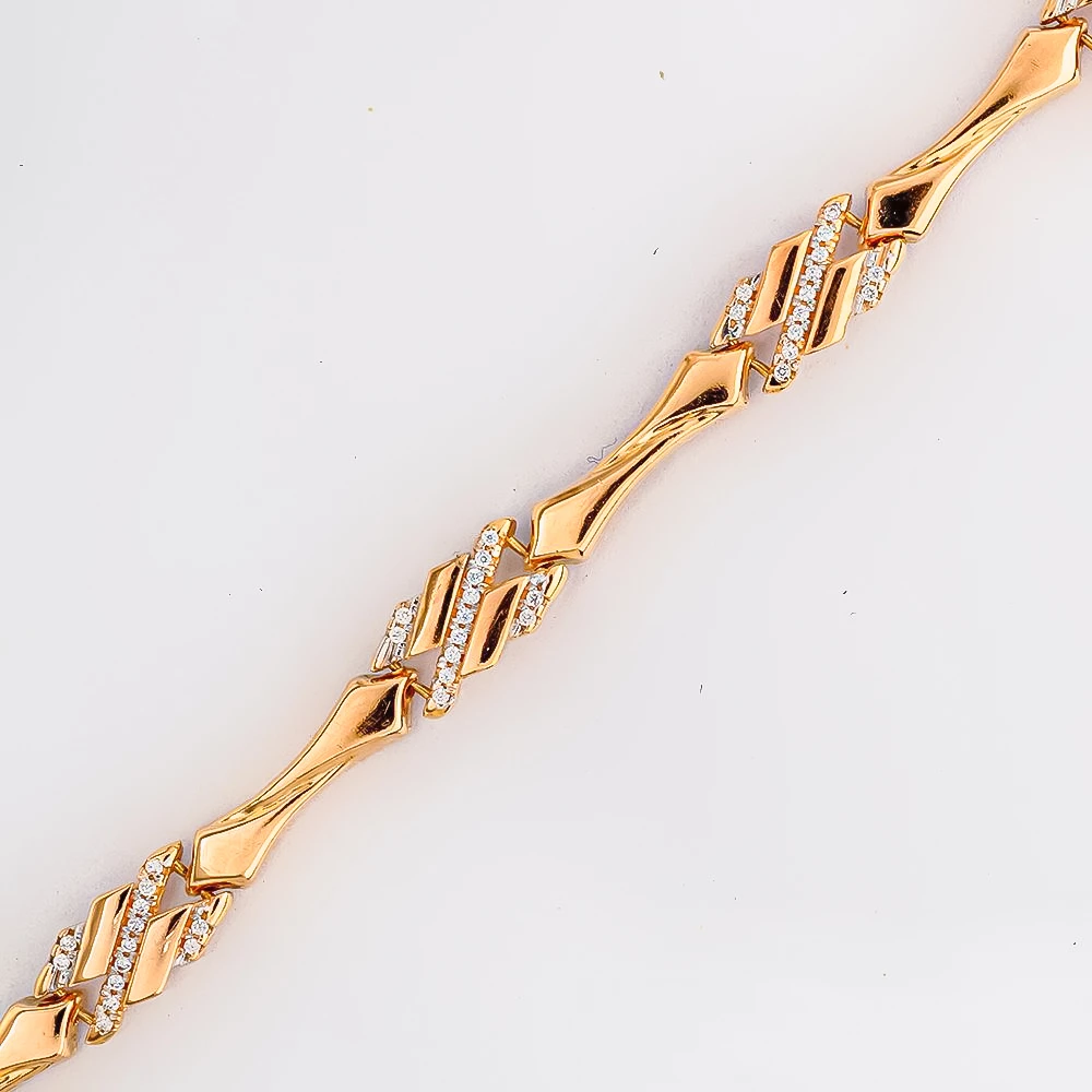 Браслет с фианитом из красного золота 585 пробы