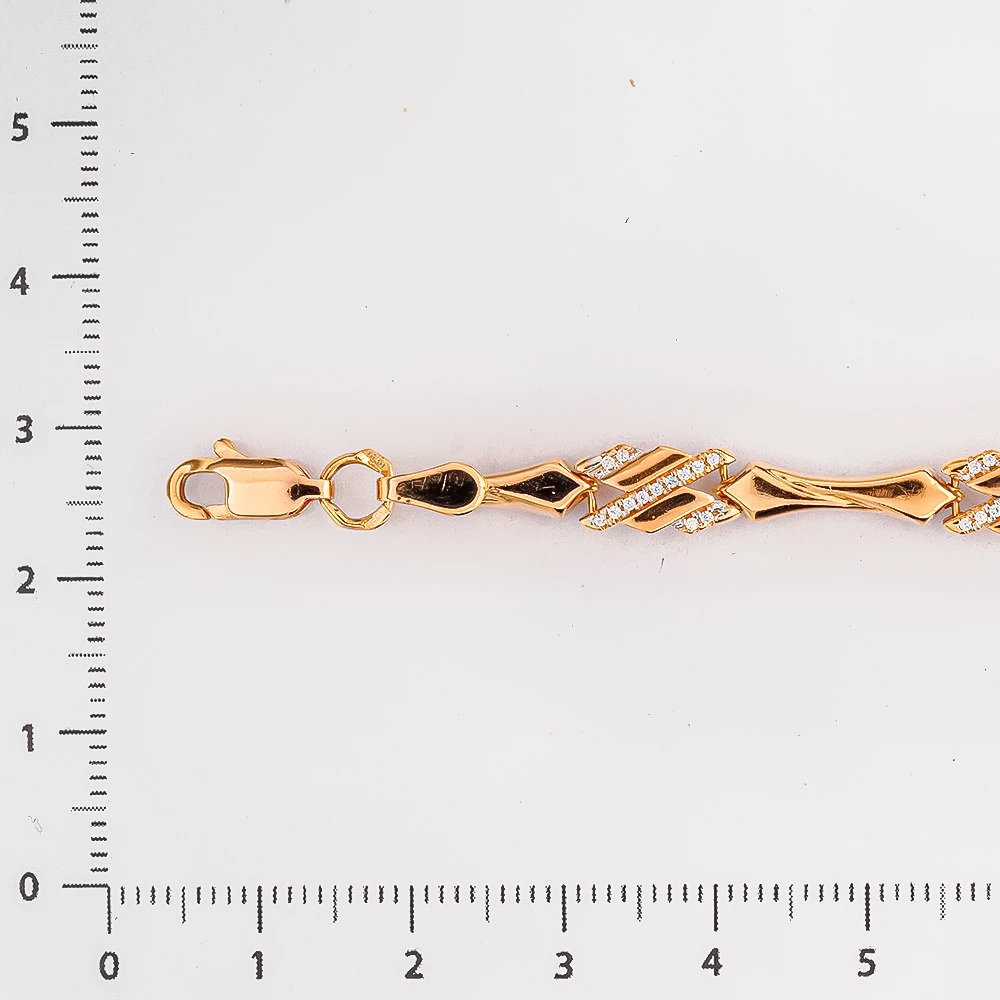 Браслет с фианитом из красного золота 585 пробы