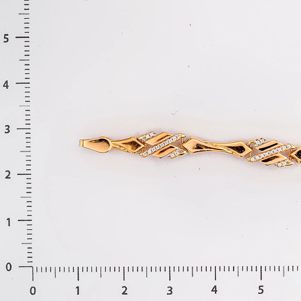 Браслет с фианитом из красного золота 585 пробы