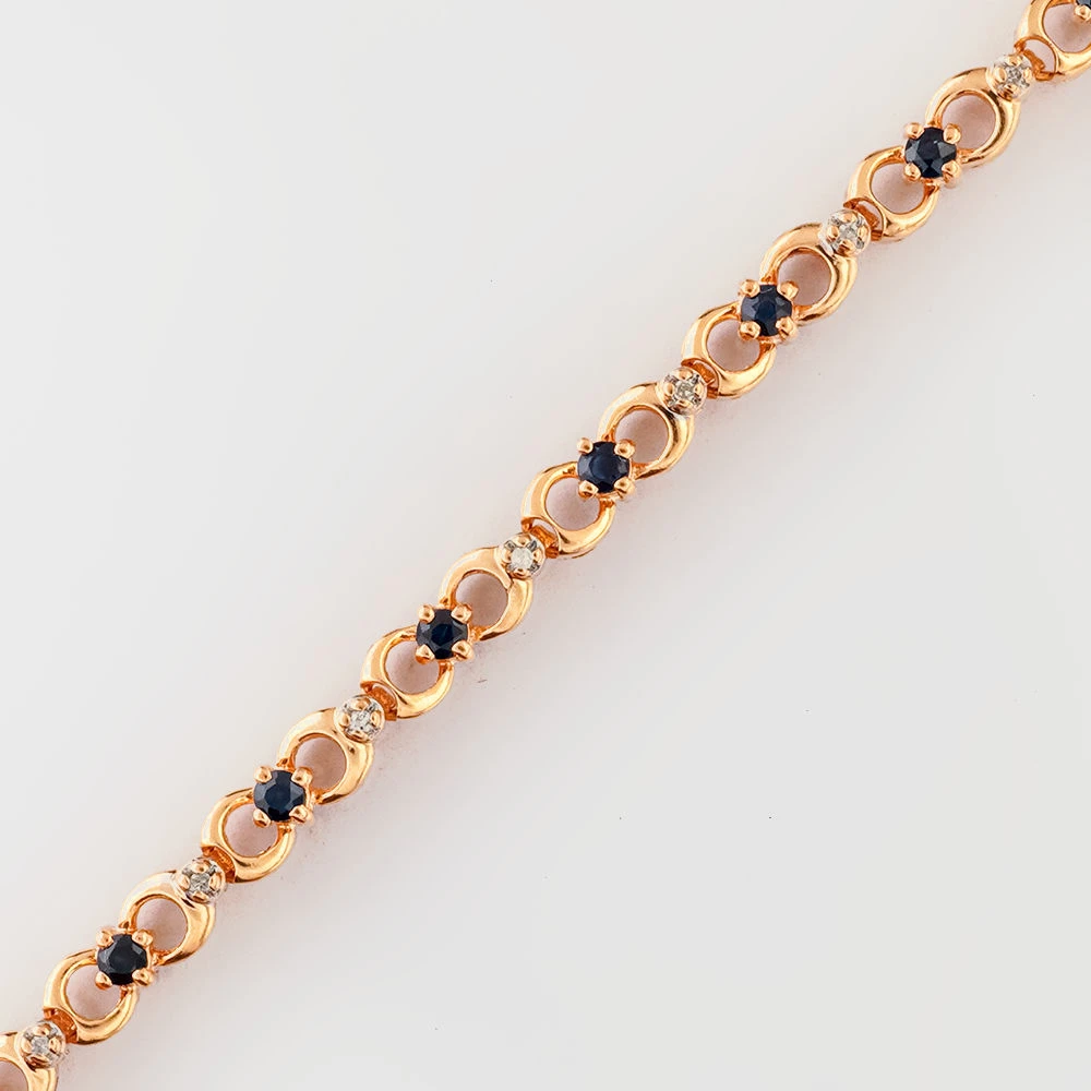 Браслет с сапфиром из красного золота 585 пробы