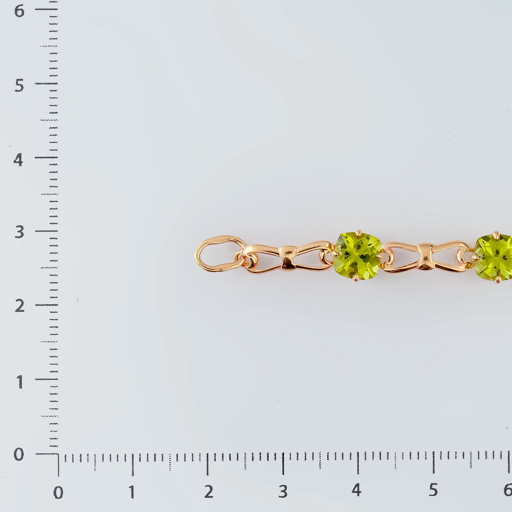 Браслет с хризолитом из красного золота 585 пробы