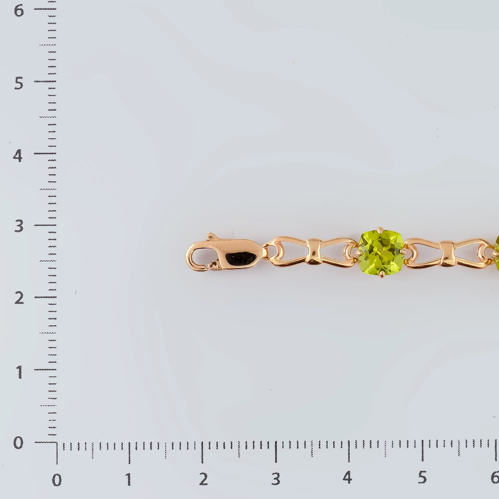 Браслет с хризолитом из красного золота 585 пробы