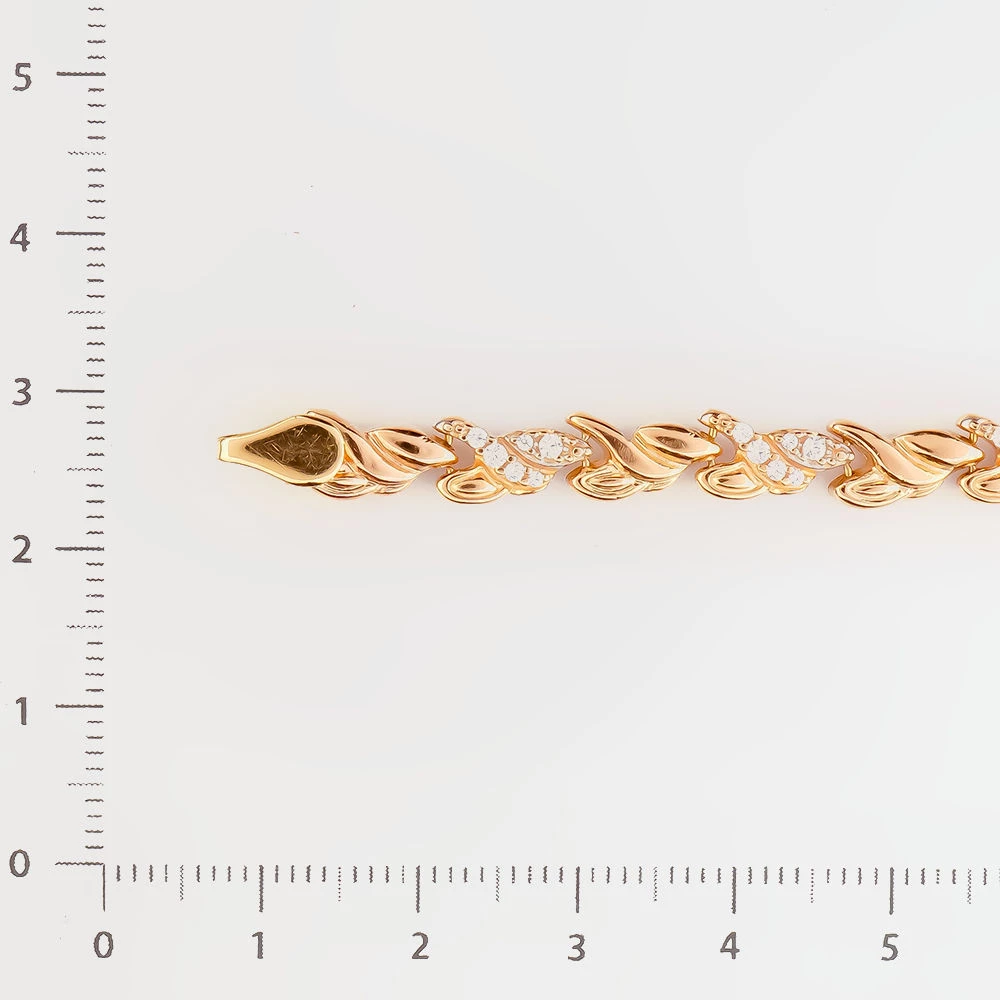 Браслет с фианитом из красного золота 585 пробы