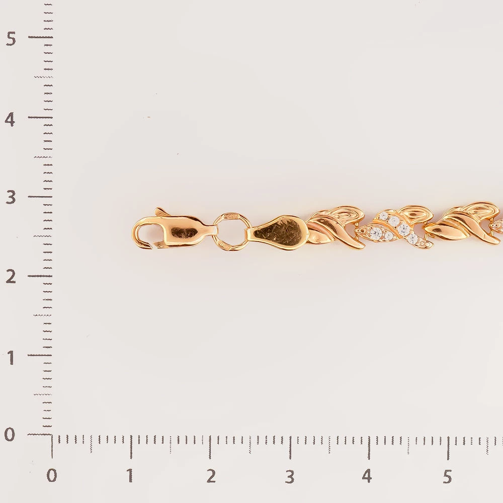 Браслет с фианитом из красного золота 585 пробы