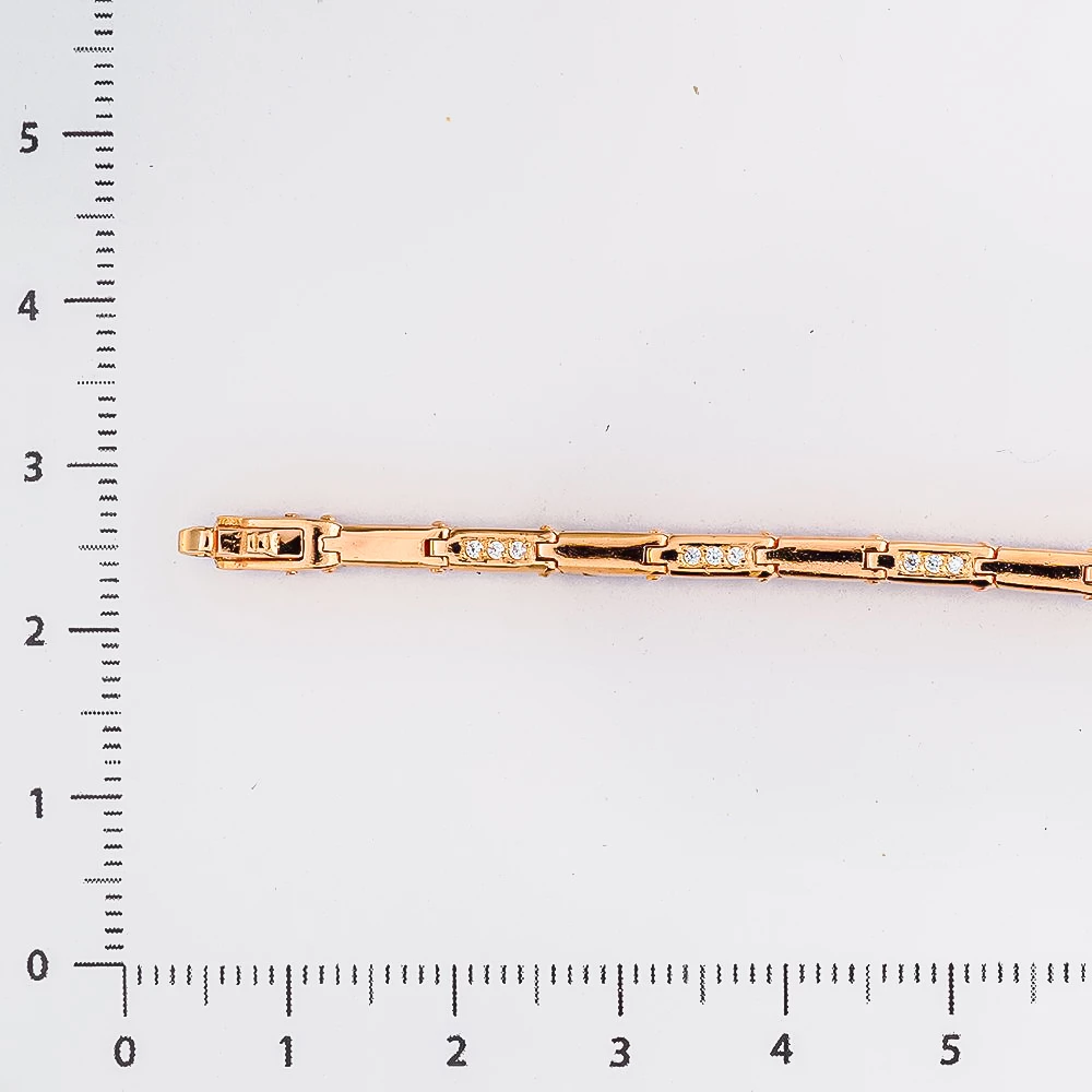 Браслет с фианитом из красного золота 585 пробы