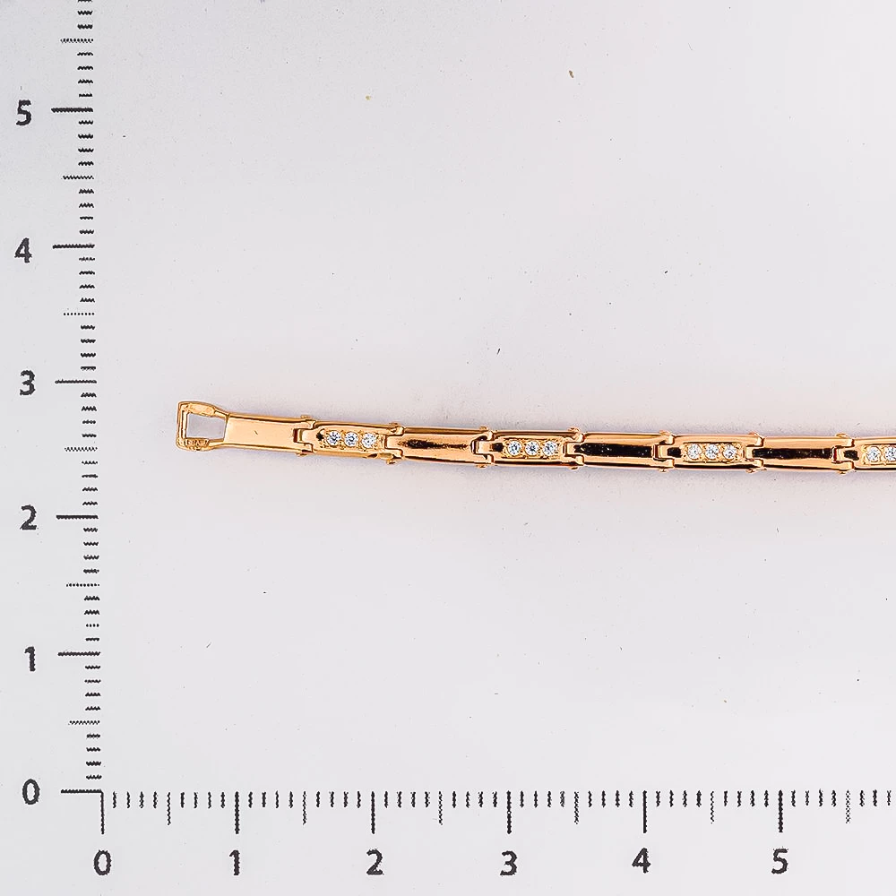 Браслет с фианитом из красного золота 585 пробы