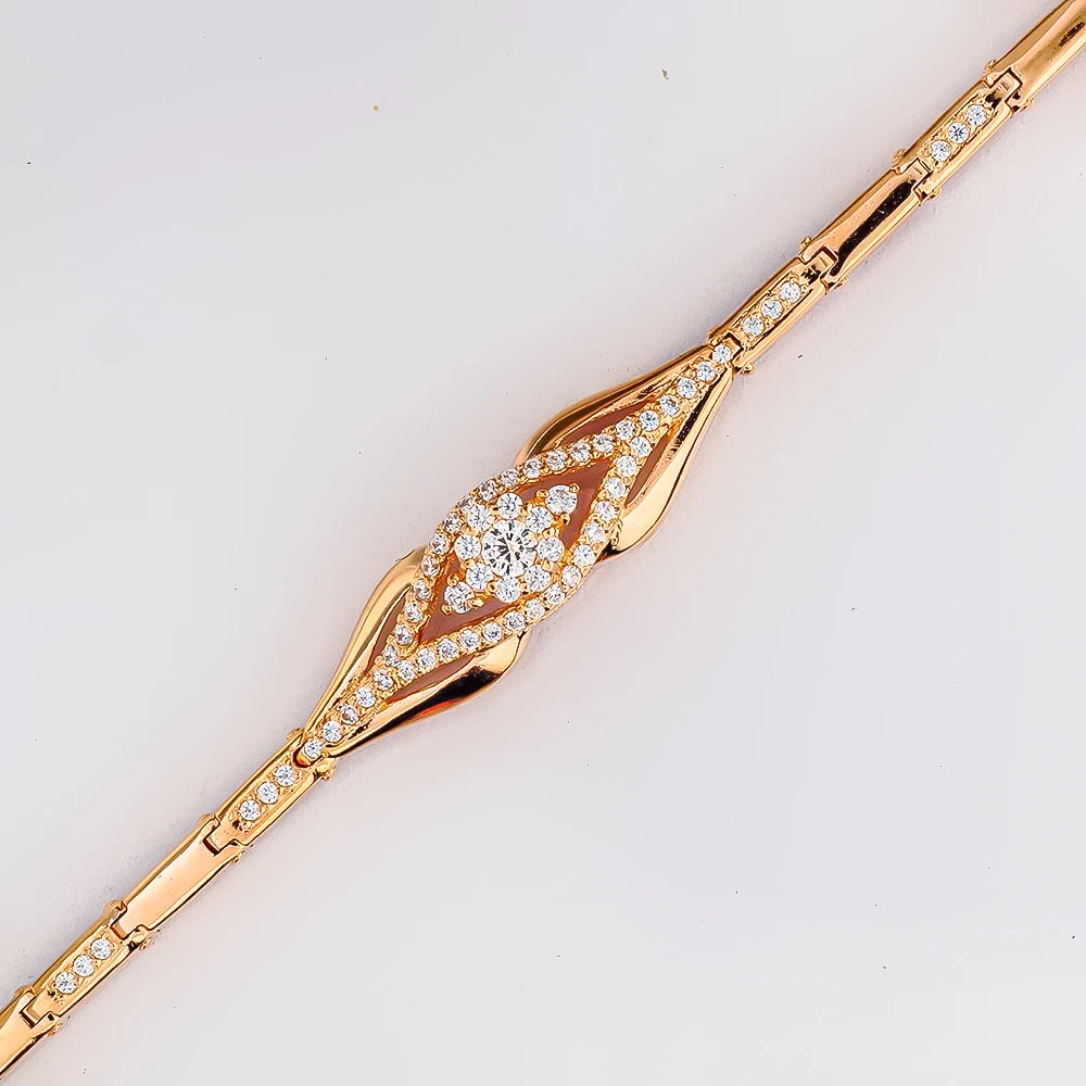 Браслет с фианитом из красного золота 585 пробы