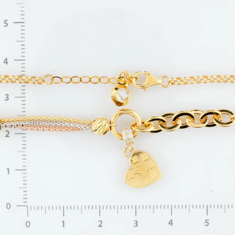 Браслет с фианитом из желтого золота 585 пробы