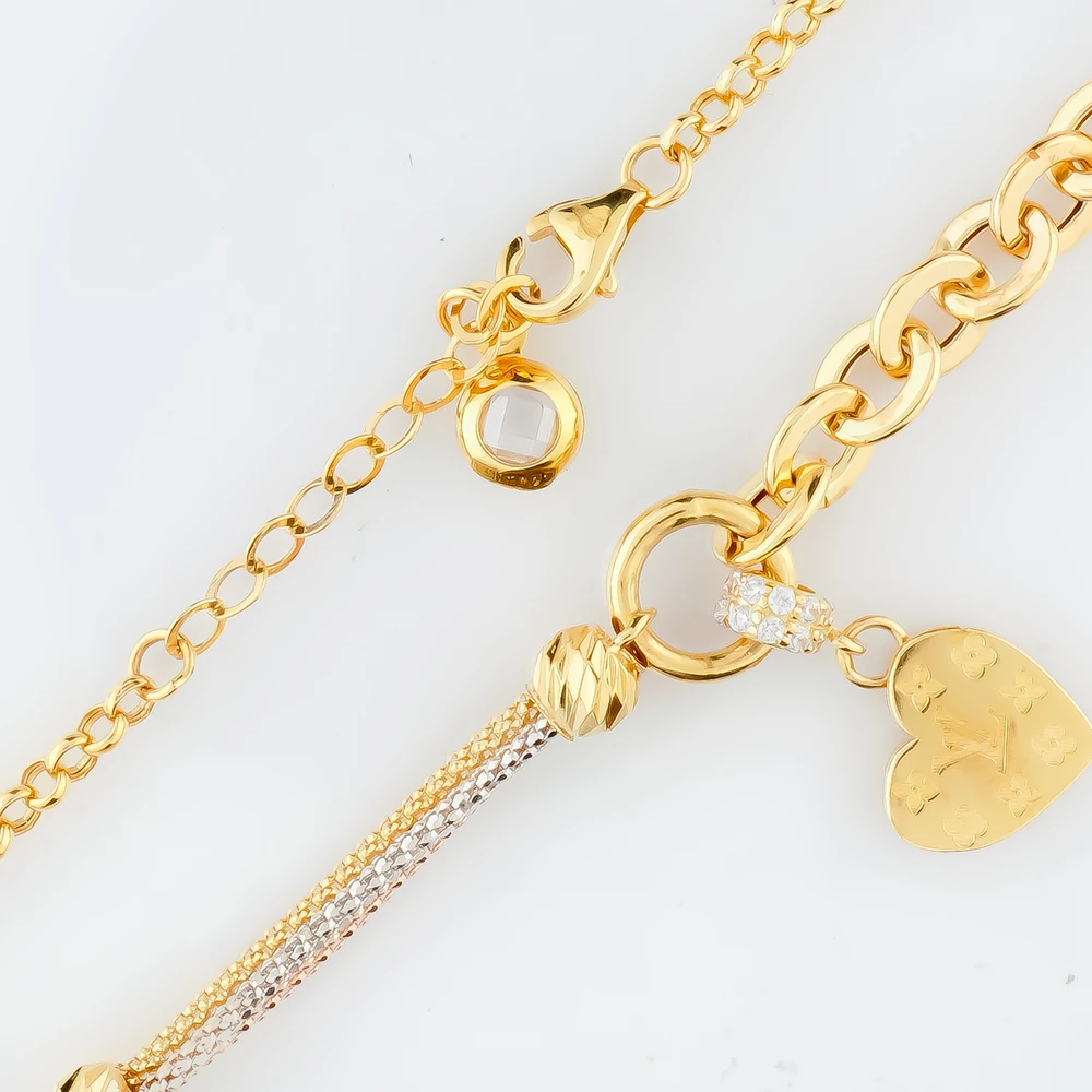 Браслет с фианитом из желтого золота 585 пробы