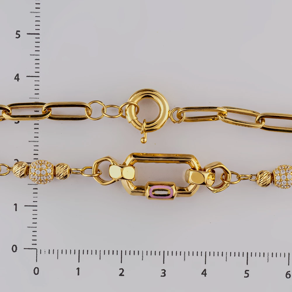 Браслет с эмалью из желтого золота 585 пробы