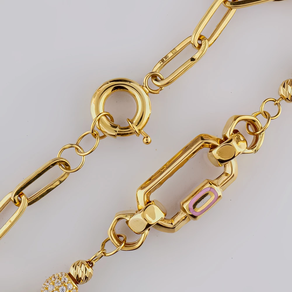 Браслет с эмалью из желтого золота 585 пробы