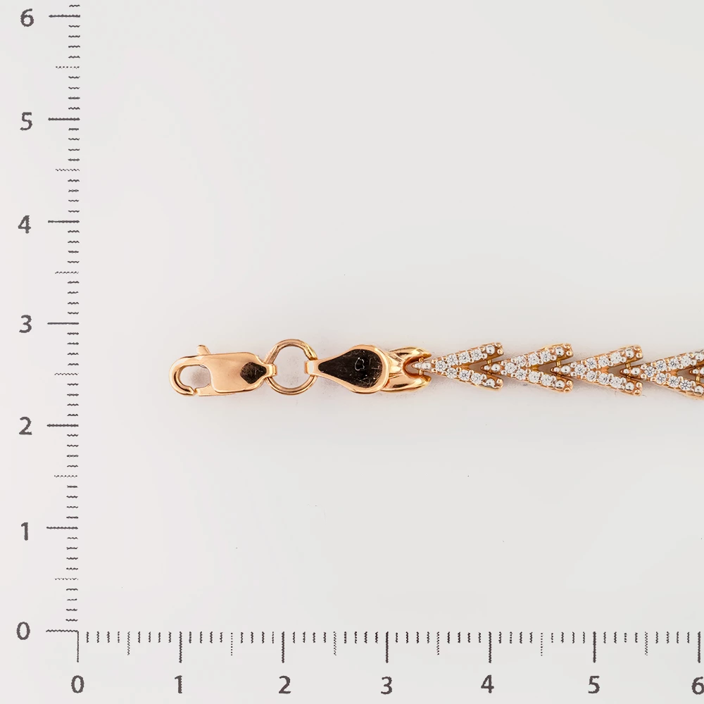 Браслет с фианитом из красного золота 585 пробы