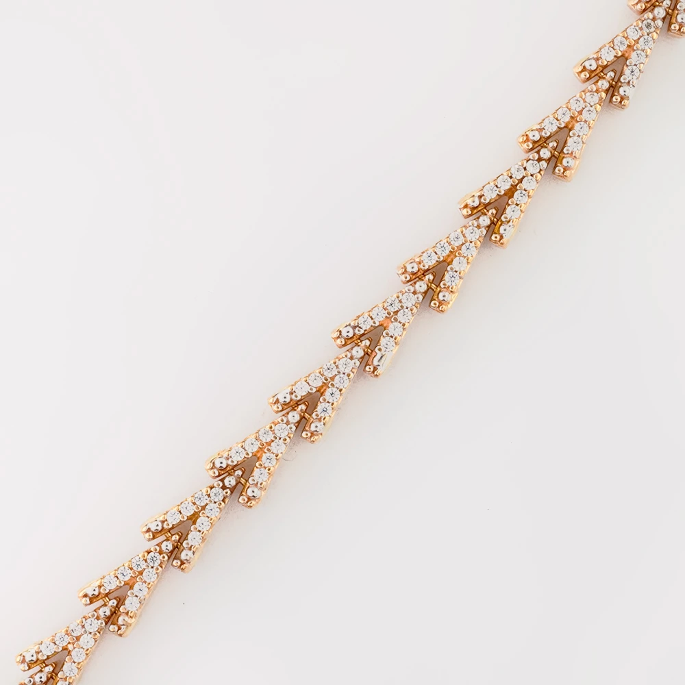 Браслет с фианитом из красного золота 585 пробы