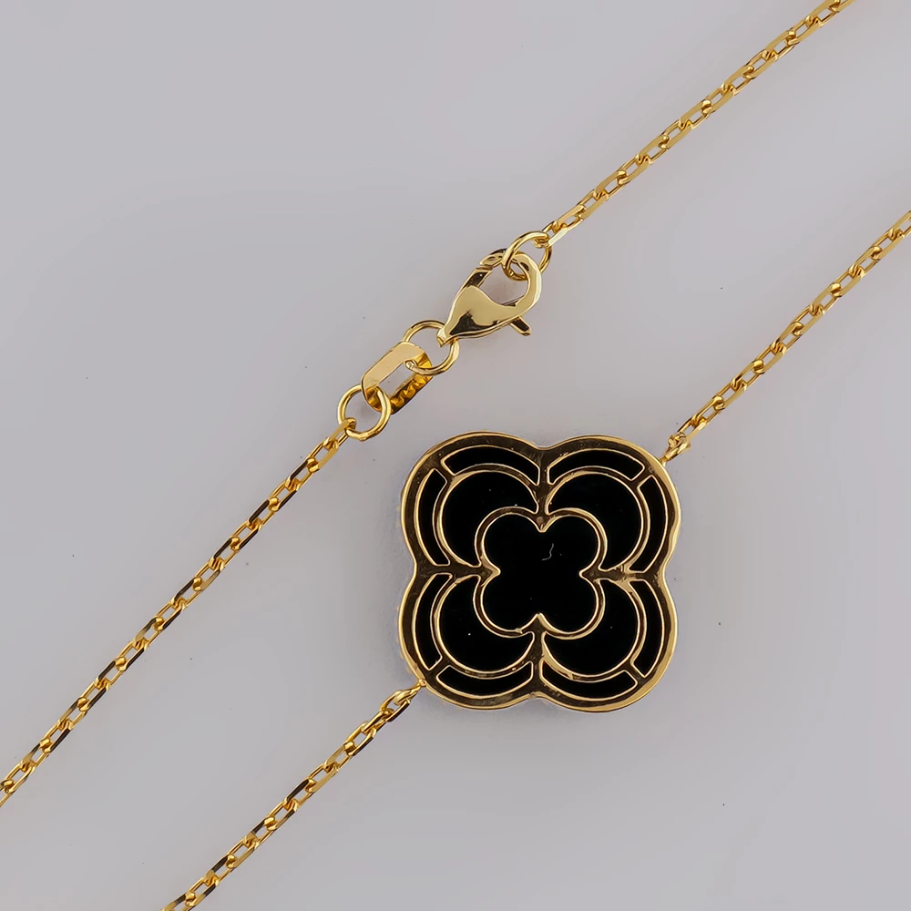 Браслет с агатом из желтого золота 585 пробы