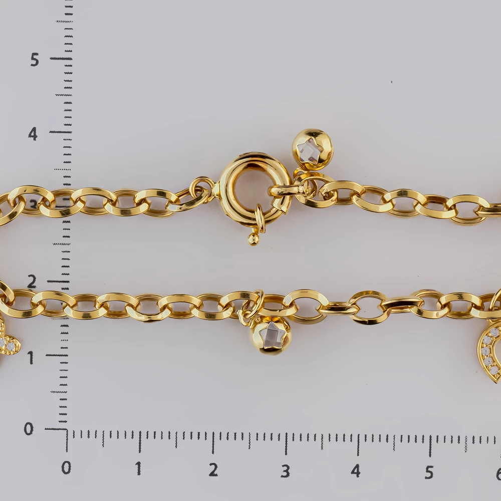 Браслет с фианитом из желтого золота 585 пробы