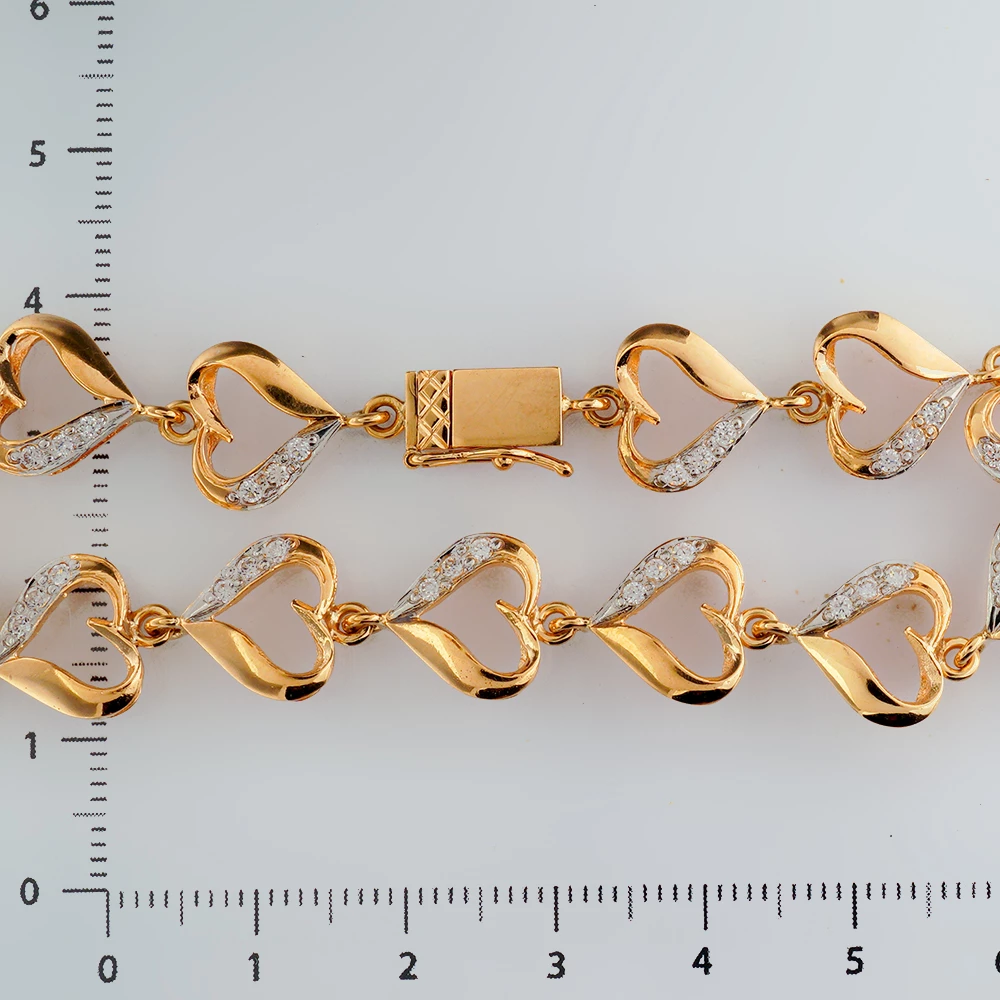 Браслет с фианитом из красного золота 585 пробы