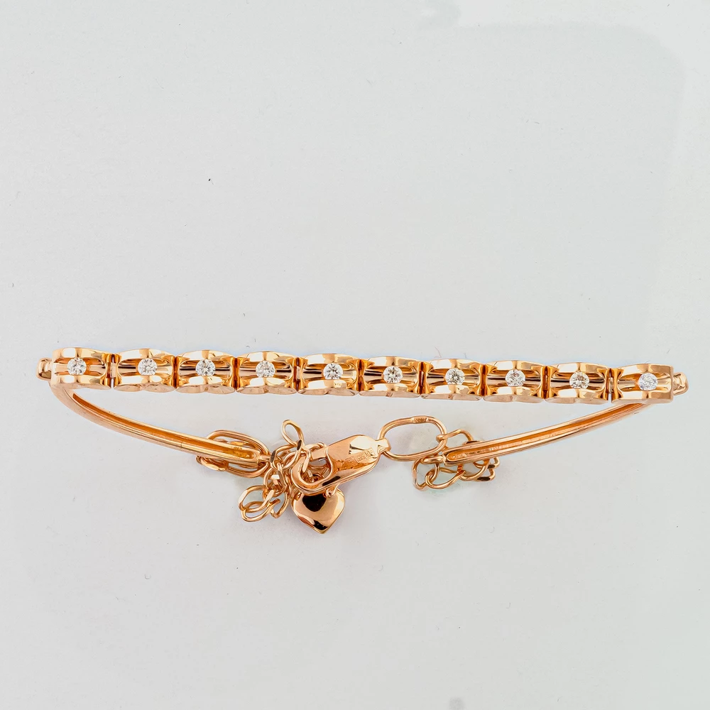 Браслет с бриллиантом из красного золота 585 пробы