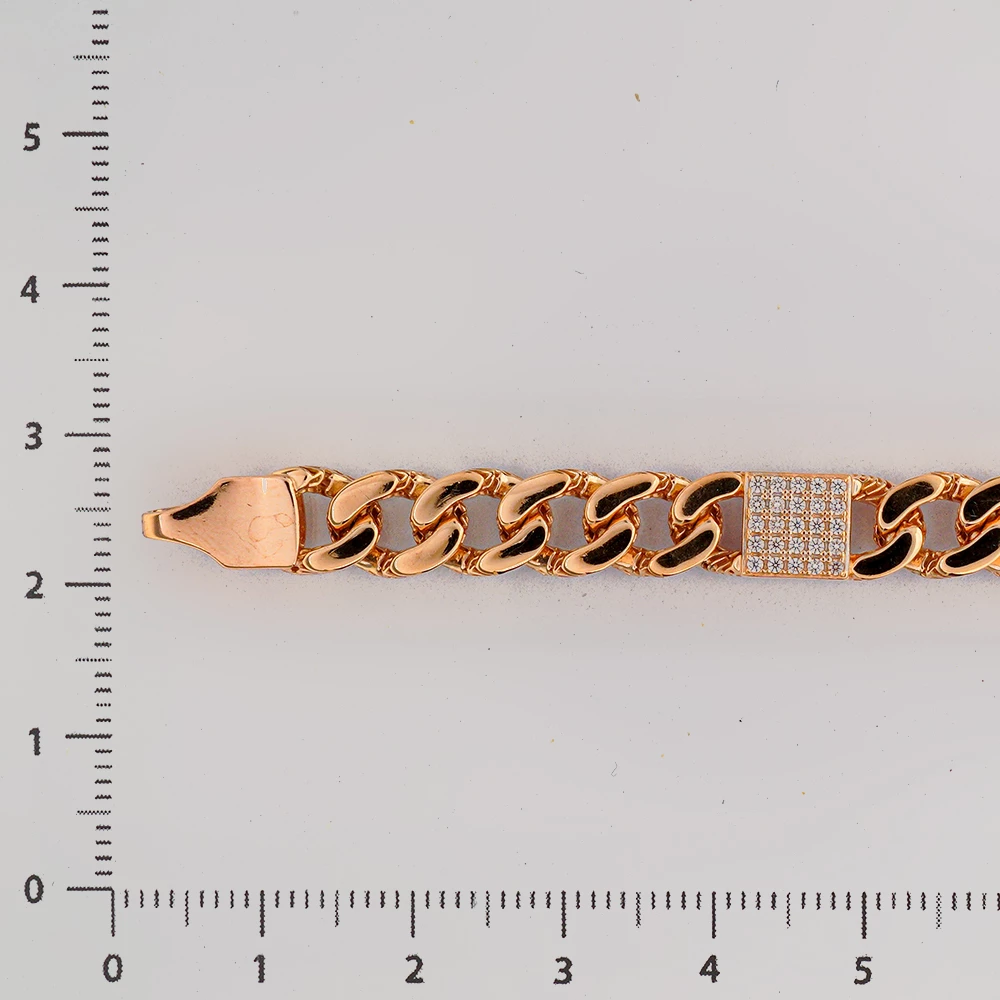 Браслет с фианитом из красного золота 585 пробы