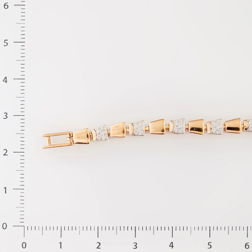 Браслет с фианитом из красного золота 585 пробы