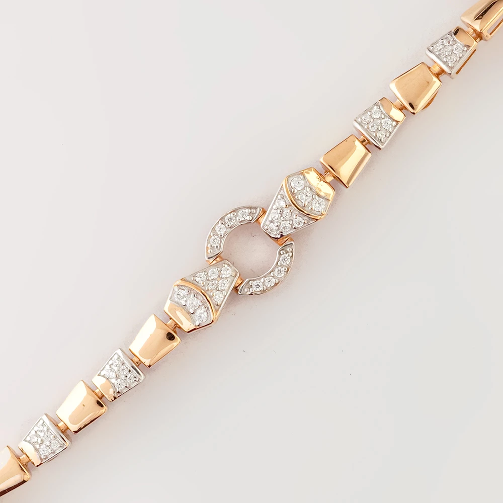 Браслет с фианитом из красного золота 585 пробы