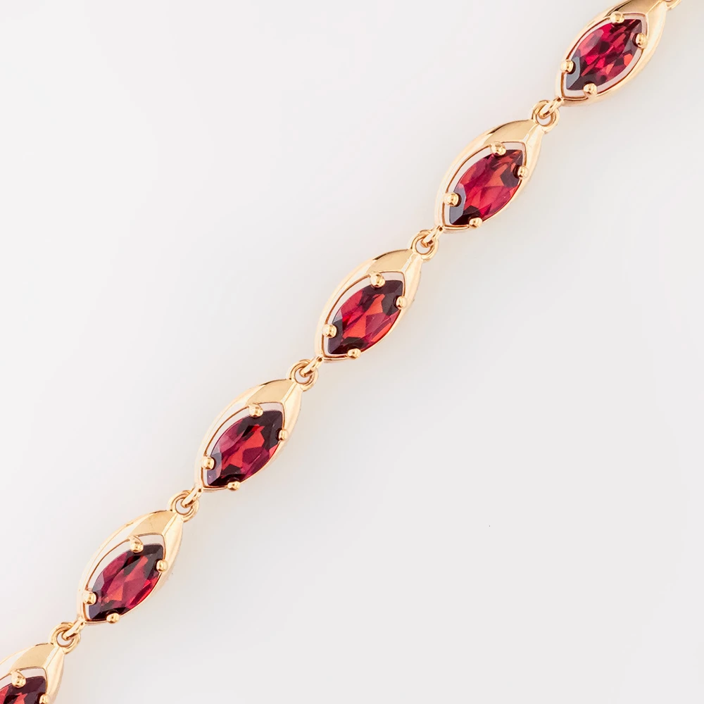 Браслет с гранатом из красного золота 585 пробы