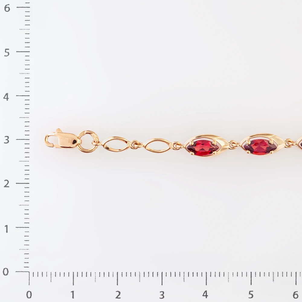 Браслет с гранатом из красного золота 585 пробы