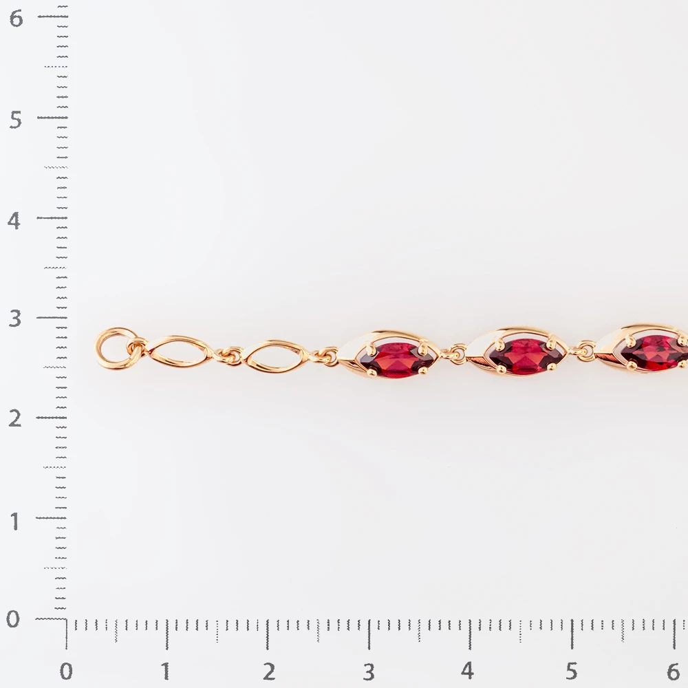 Браслет с гранатом из красного золота 585 пробы