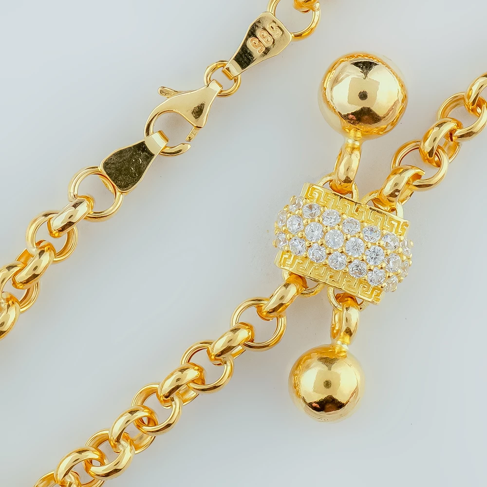 Браслет с фианитом из желтого золота 585 пробы