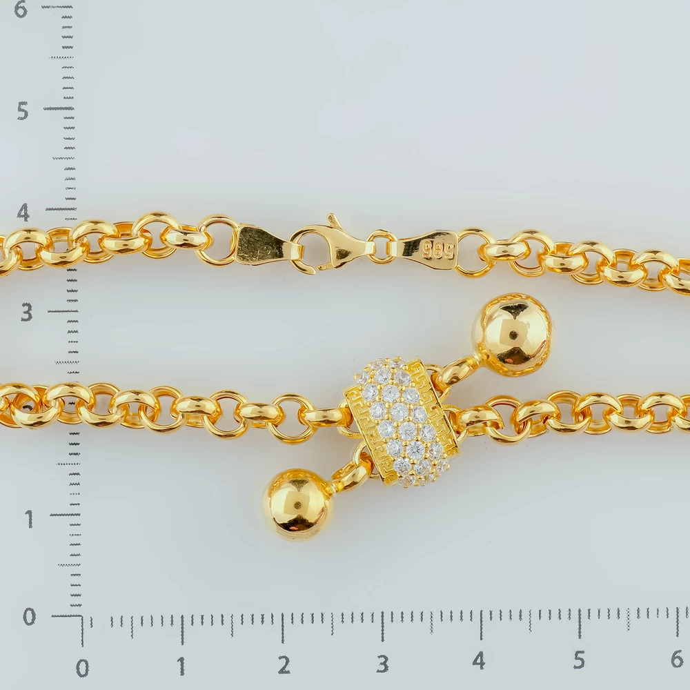 Браслет с фианитом из желтого золота 585 пробы