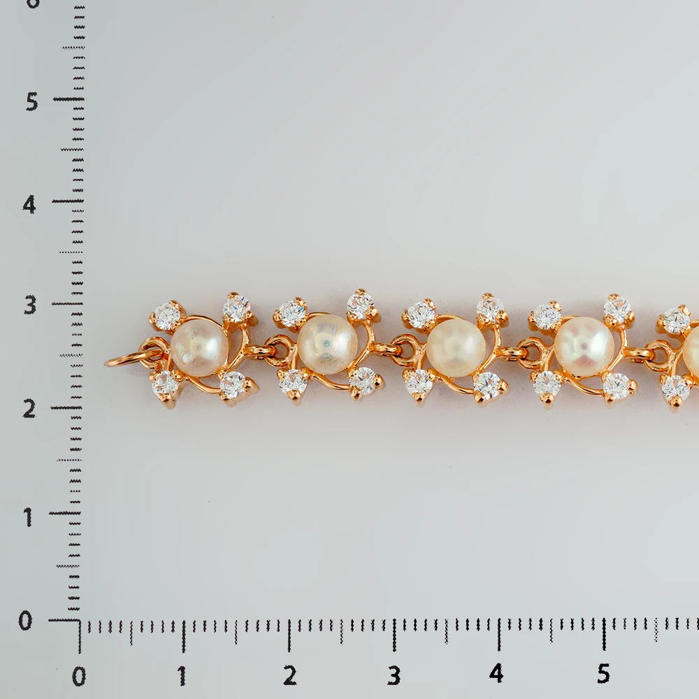 Браслет с культивированным жемчугом из красного золота 585 пробы