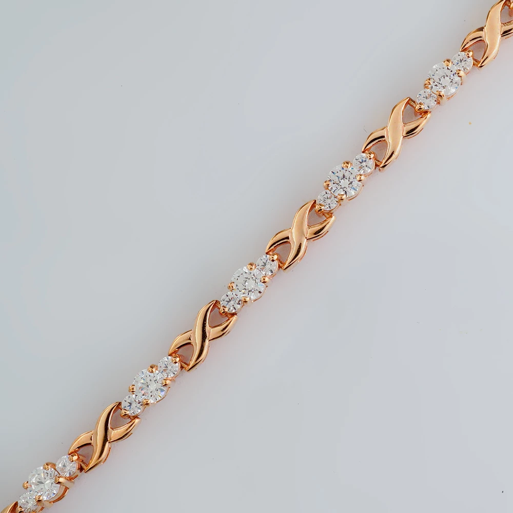 Браслет с фианитом из красного золота 585 пробы