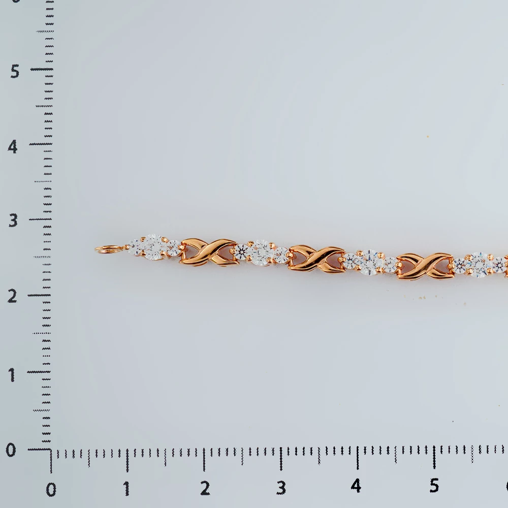 Браслет с фианитом из красного золота 585 пробы