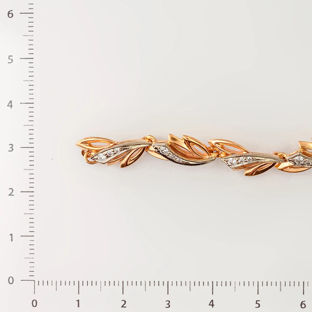 Браслет с фианитом из красного золота 585 пробы