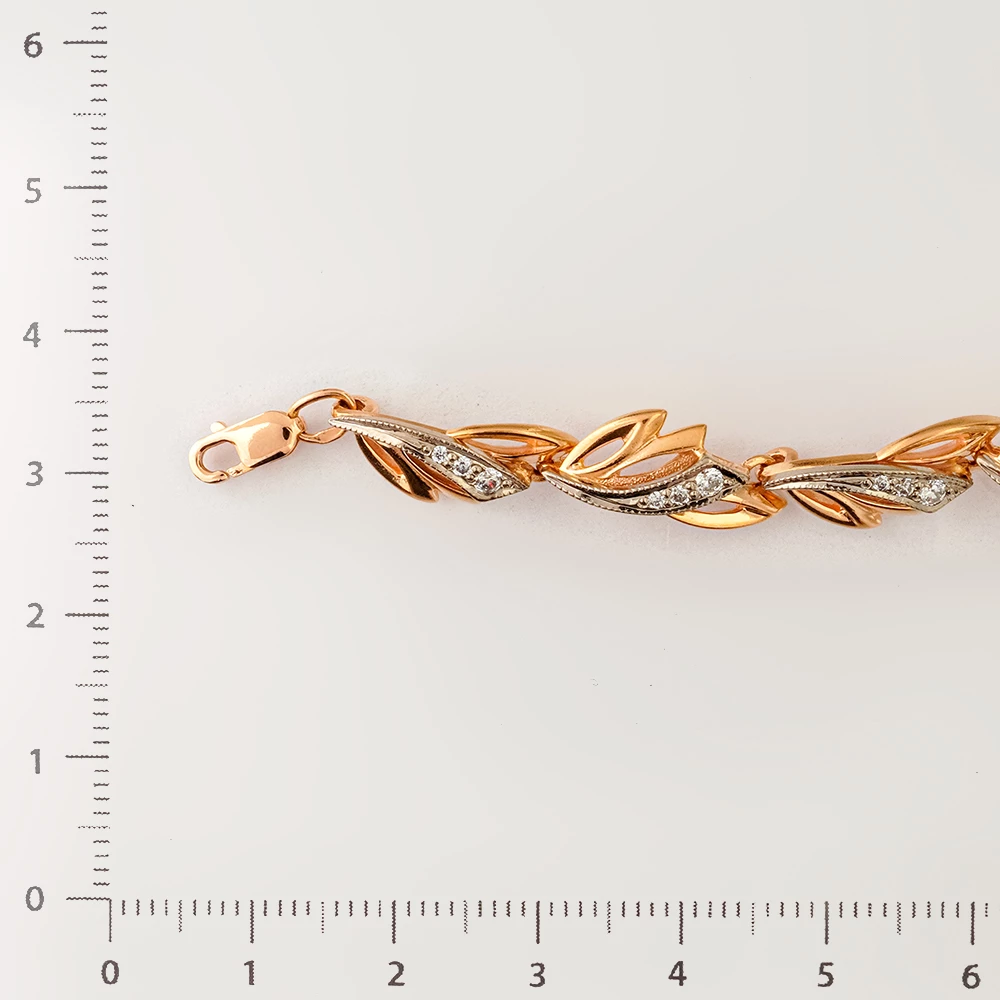 Браслет с фианитом из красного золота 585 пробы