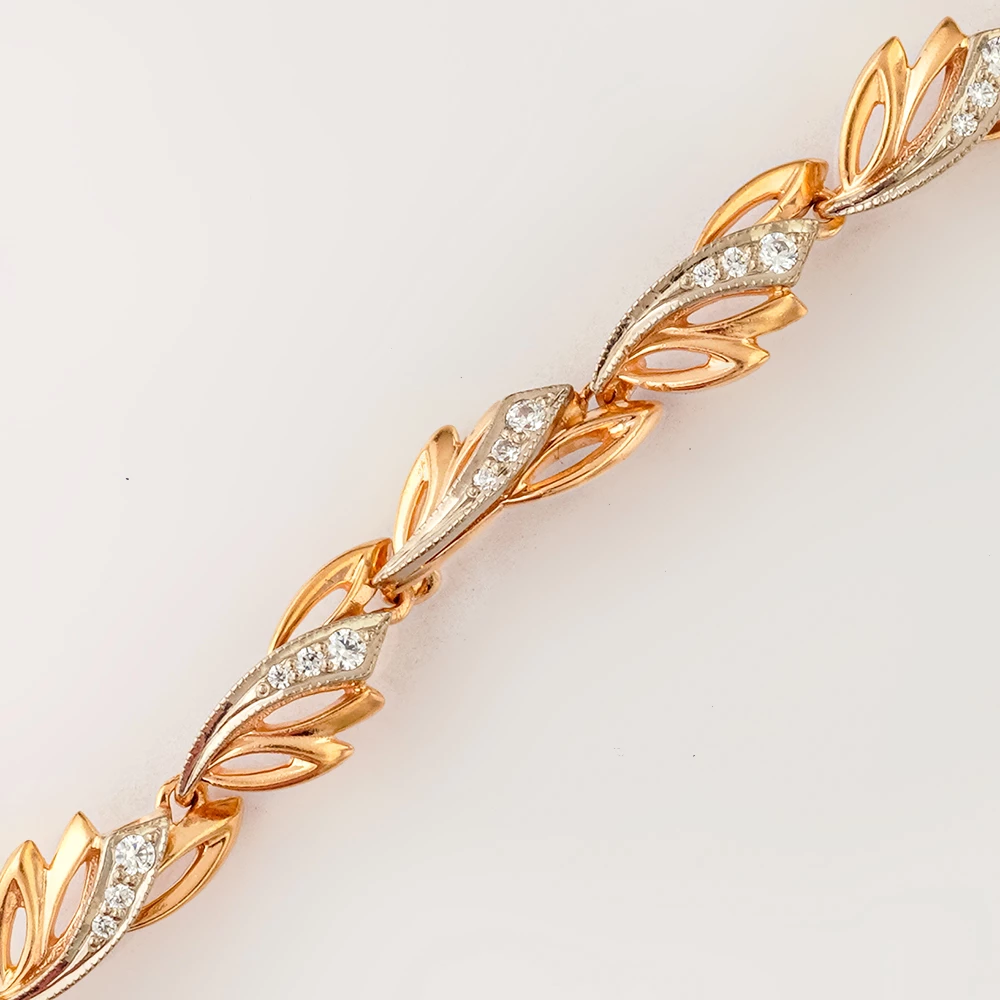 Браслет с фианитом из красного золота 585 пробы