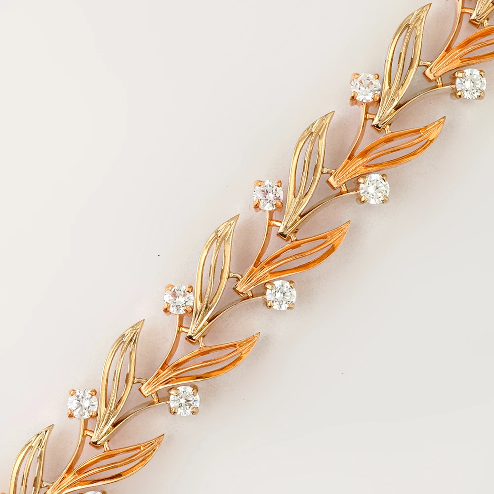 Браслет с фианитом из красного золота 585 пробы