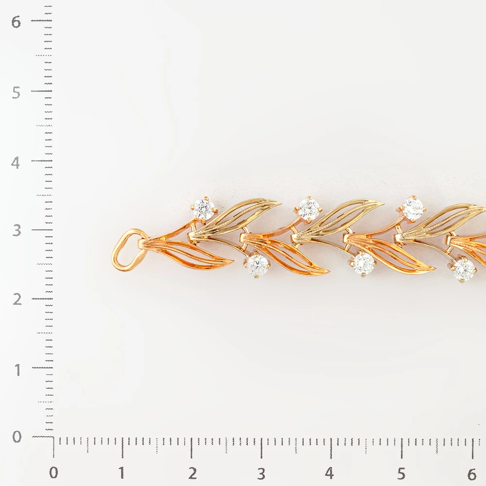 Браслет с фианитом из красного золота 585 пробы