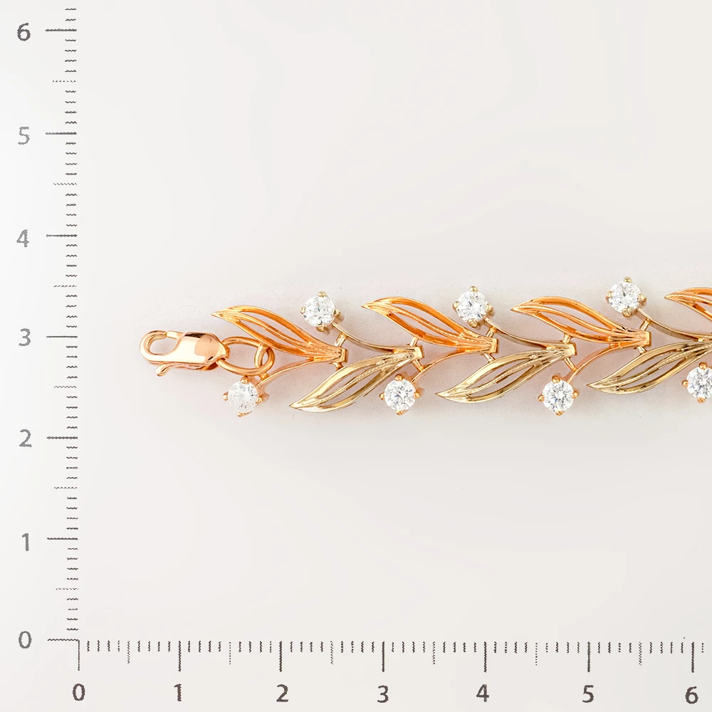 Браслет с фианитом из красного золота 585 пробы