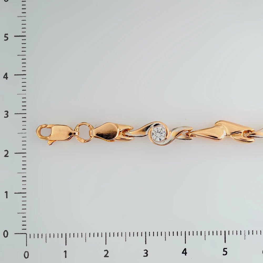 Браслет с фианитом из красного золота 585 пробы