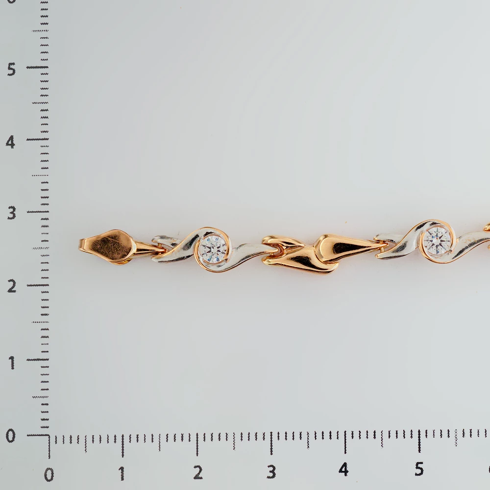 Браслет с фианитом из красного золота 585 пробы